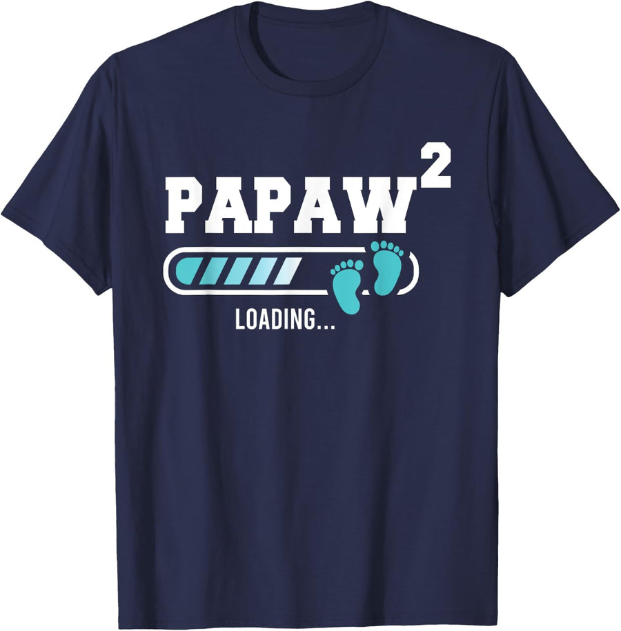Mens Papaw 2 Second Time Papaw Funny Papaw Of Two T-Shirt - Navy Blue