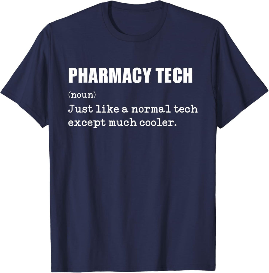 Pharmacy Tech Like a Normal Tech Funny Pharmacy Technician T-Shirt - Navy Blue