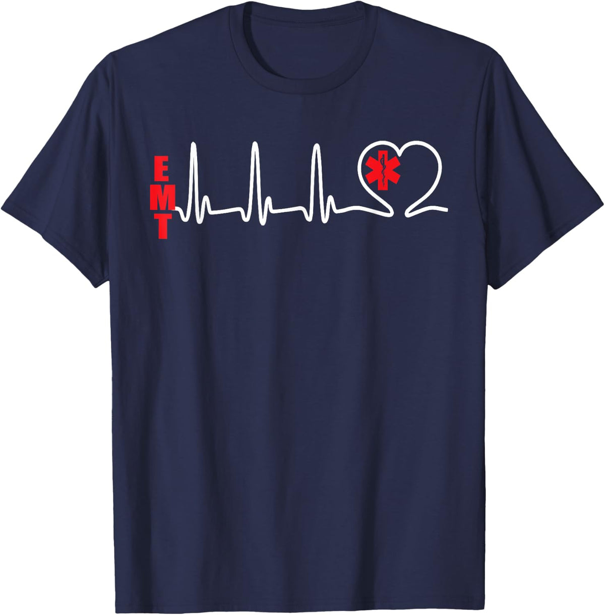 Paramedic EMT Heartbeat T-Shirt T-Shirt - Navy Blue