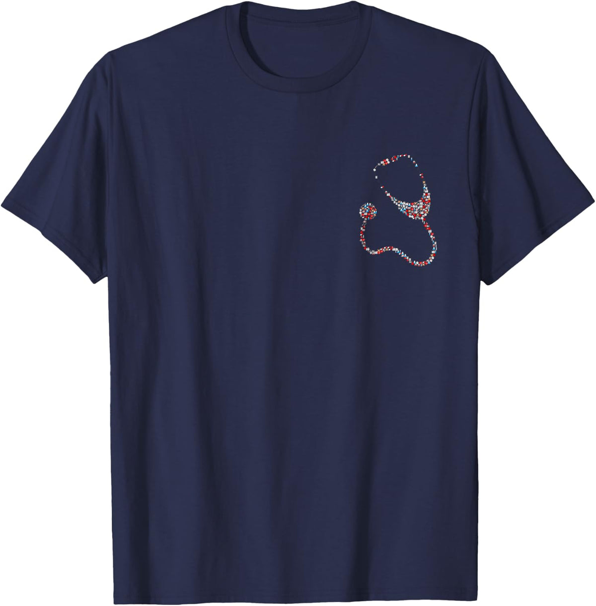 Medical Icons Stethoscope T-Shirt Pocket Style - Navy Blue
