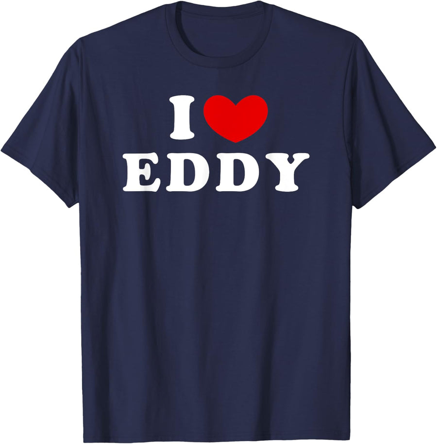 I Love Eddy, I Heart Eddy T-Shirt - Navy Blue