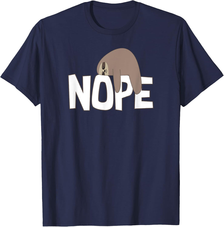 Nope Sloth Funny Cute Animal Lover Gift Lazy T-Shirt - Navy Blue