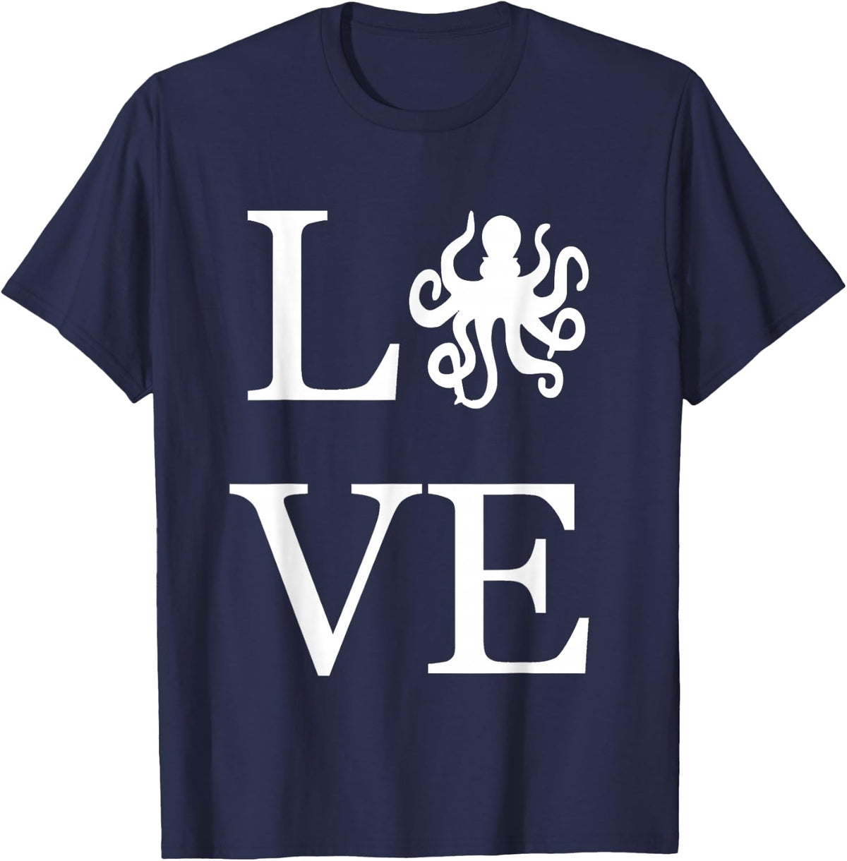 I Love Octopus Squid Sea Creature Steampunk Ocean T-Shirt - Navy Blue