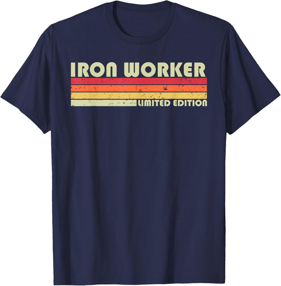 IRON WORKER Funny Job Title Profession Birthday Worker Idea T-Shirt - Navy Blue