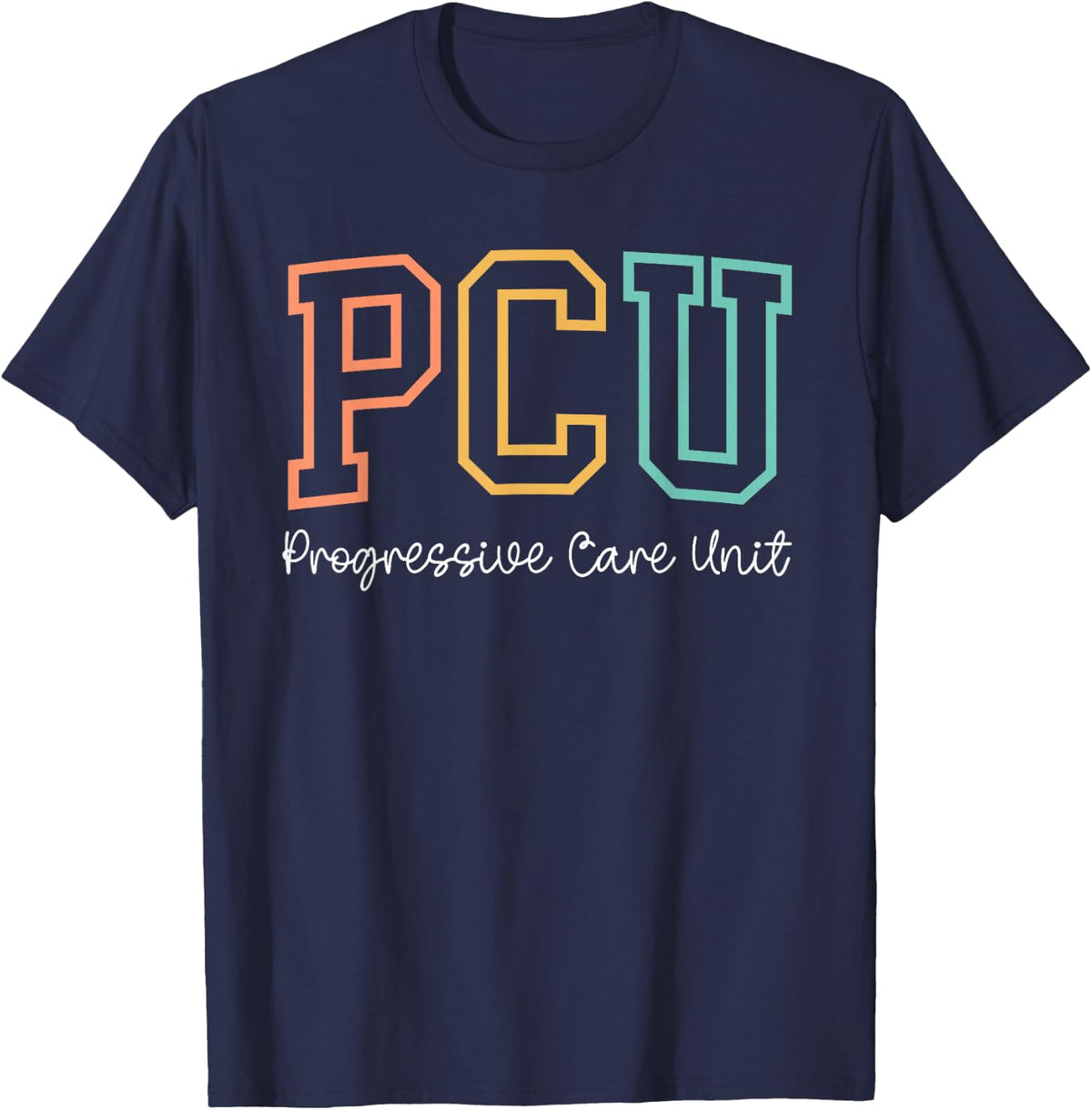Retro PCU Progressive Care Unit RN Nurse Nursing Women T-Shirt - Navy Blue