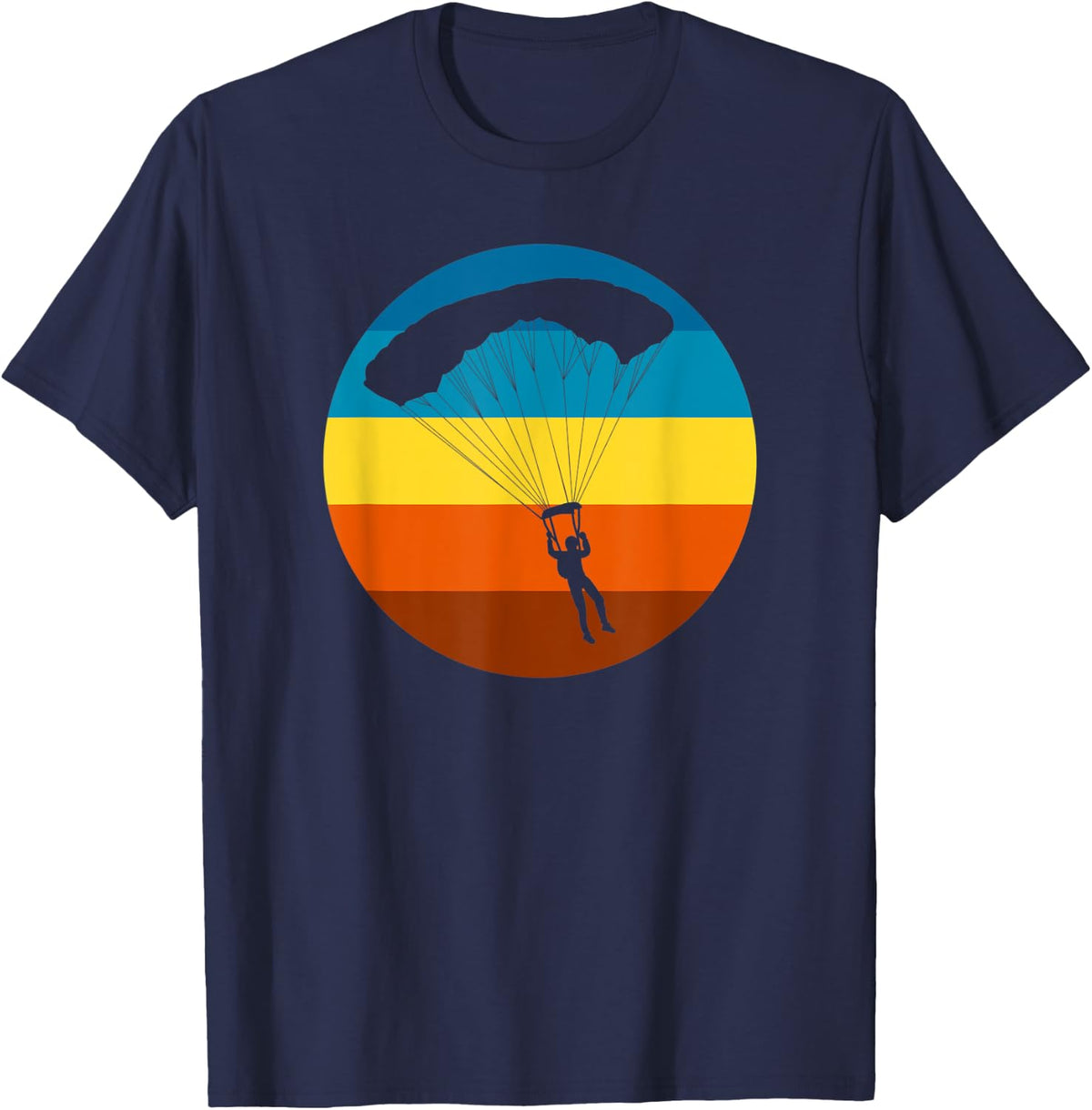 Skydiving Retro Sunset Skydive - Parachute Skydivers T-Shirt - Navy Blue