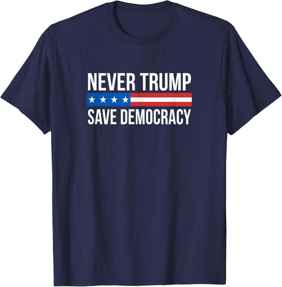 Never Trump - Save Democracy - T-Shirt - Navy Blue