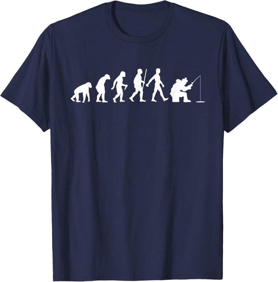 Funny Ice Fishing Gift For Men Women Cool Snow Fishermen T-Shirt - Navy Blue