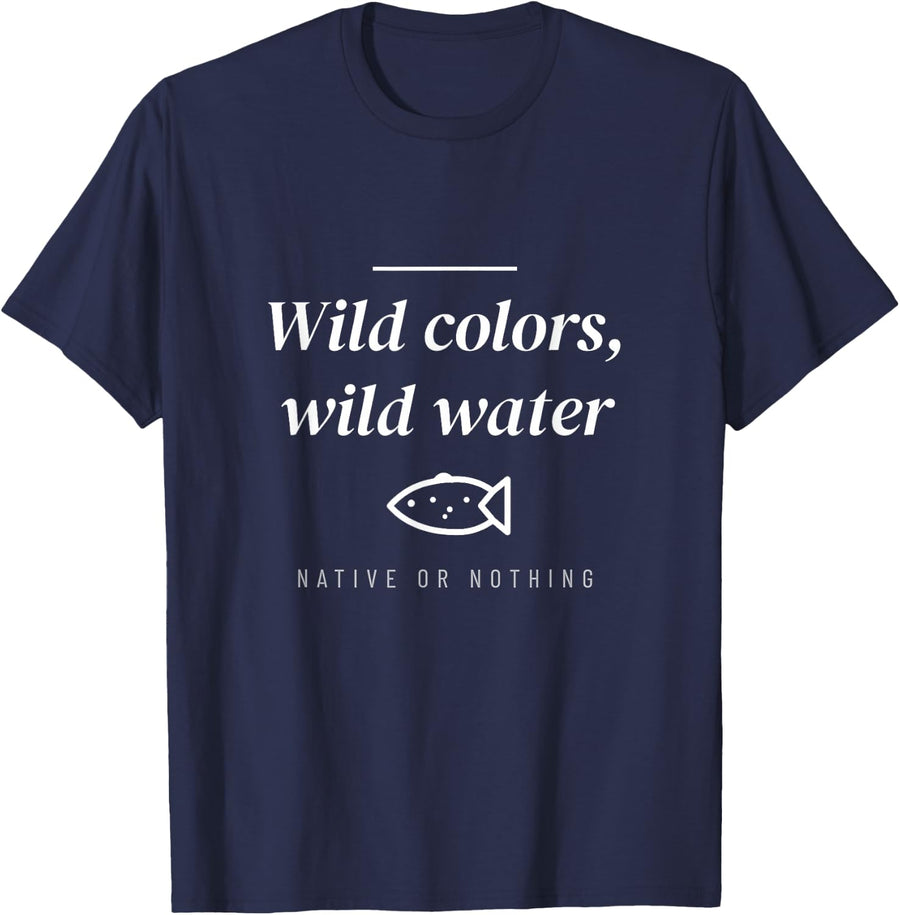 Trout Fishing Angler River Life Barbless Hooks Brook Trout T-Shirt - Navy Blue