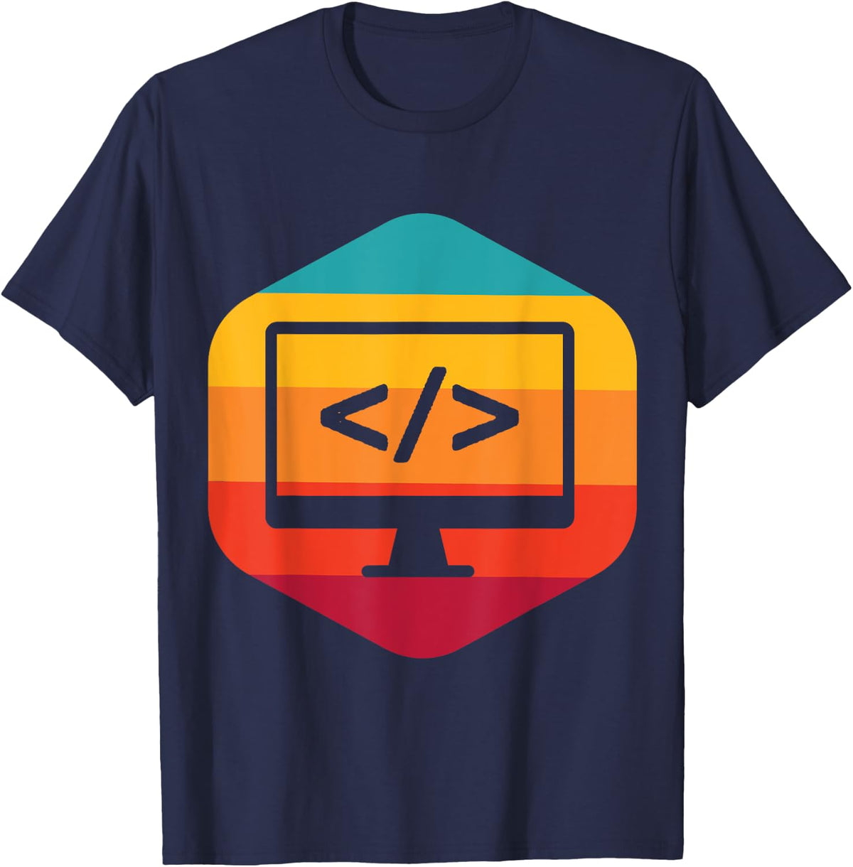Retro Vintage Look Web Developer - CSS, JavaScript, and HTML T-Shirt - Navy Blue