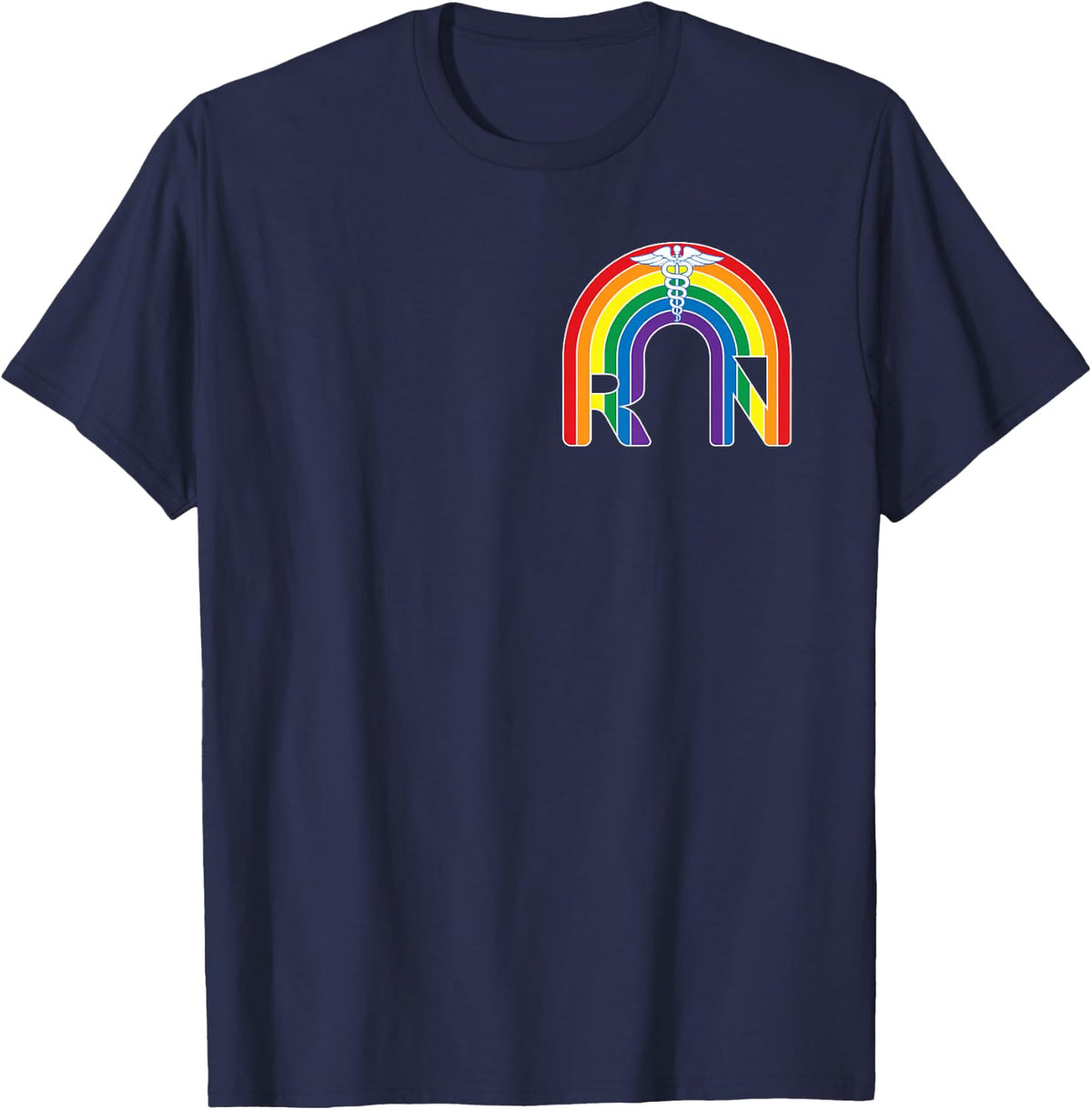 Gay LGBTQ Nursing Registered nurse Rainbow RN T-Shirt - Navy Blue