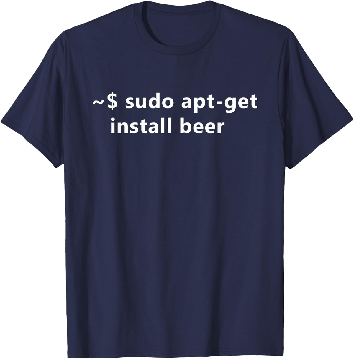 Funny Linux Sudo Apt-Get Install Beer T-Shirt - Navy Blue