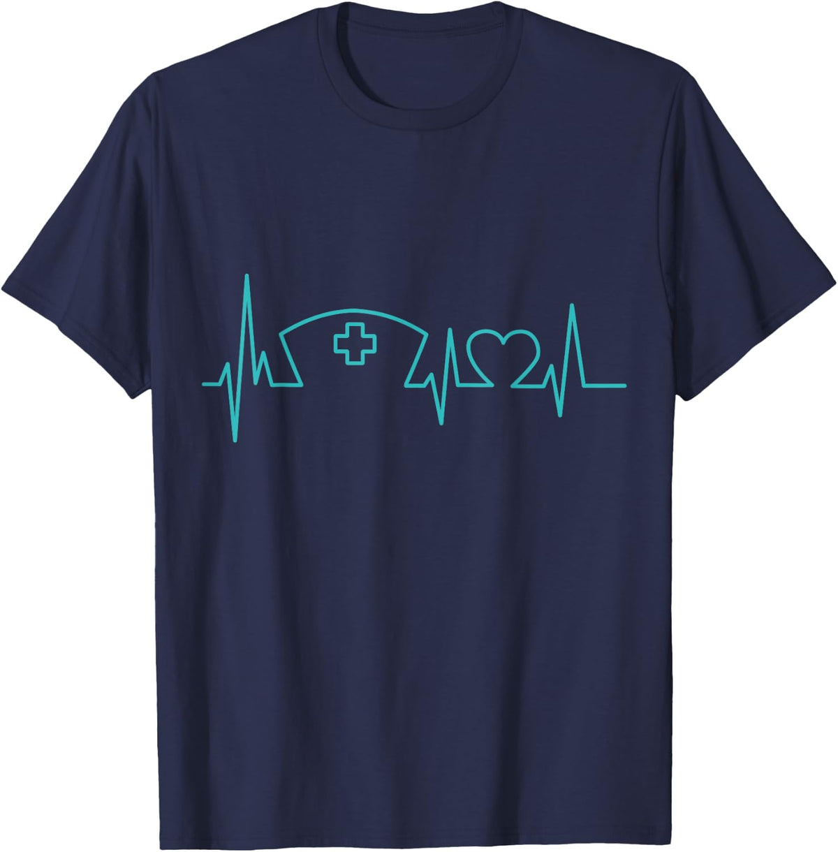 RN LVN Nurse Heartbeat Medicine Cool Nursing Graduate Gift T-Shirt - Navy Blue