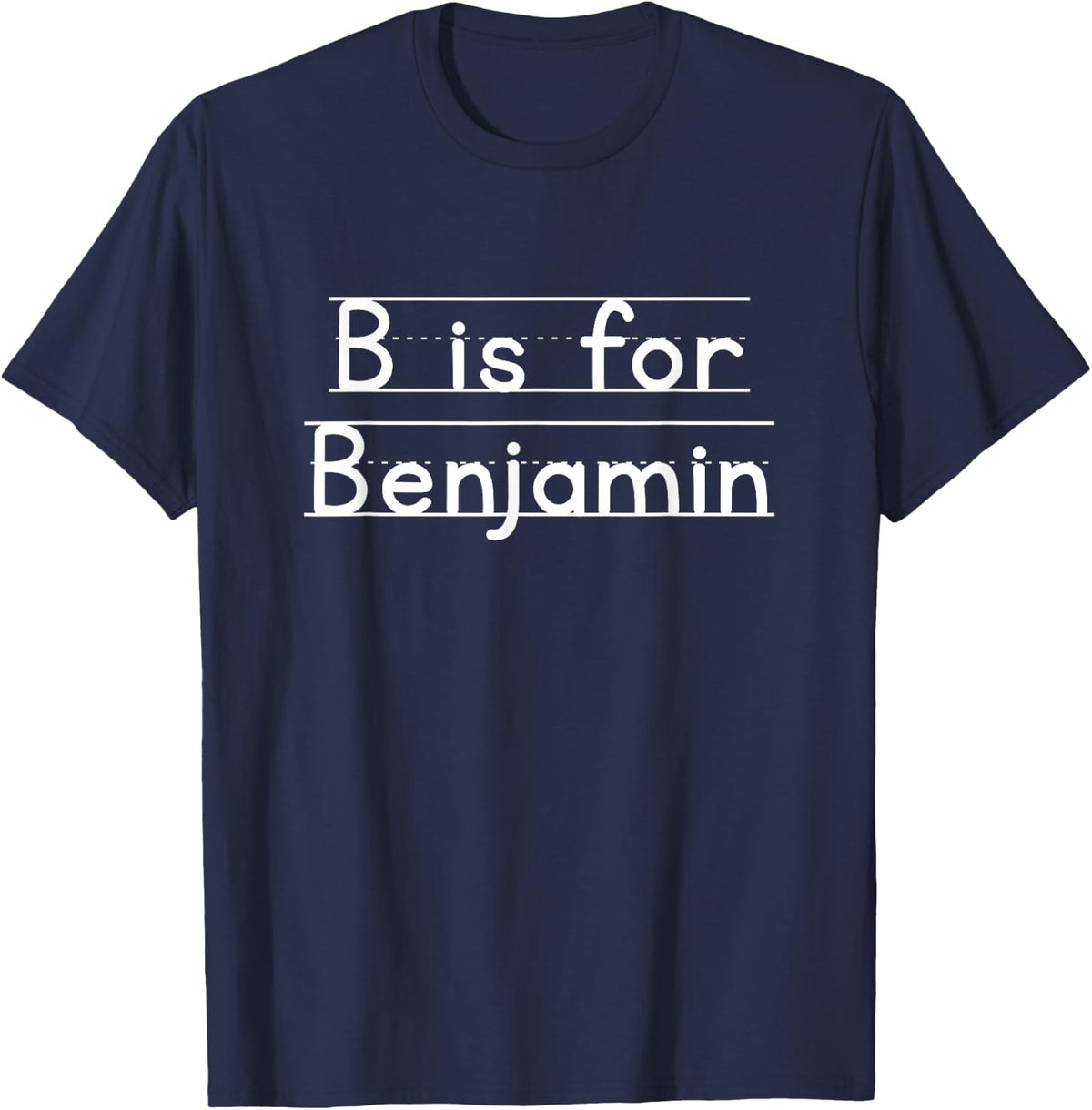 Back To School B is for Benjamin First Day of School Kids T-Shirt - Navy Blue