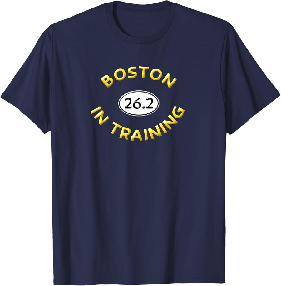 Boston 26.2 Training Shirt Runner Qualifier Marathoner Gifts T-Shirt - Navy Blue