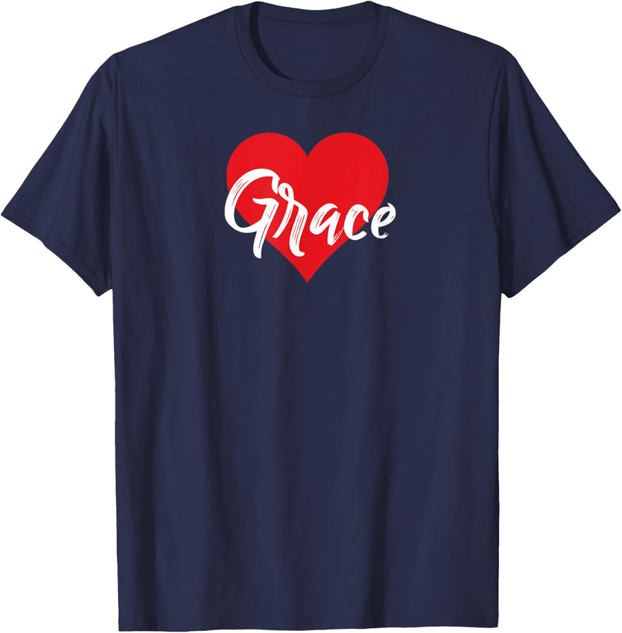 I Love Grace First Name Tshirt I Heart Named T-Shirt - Navy Blue