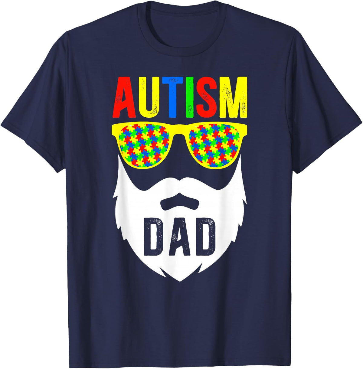 Autism Dad Autism Awareness Autism Warrior Father T-Shirt - Navy Blue