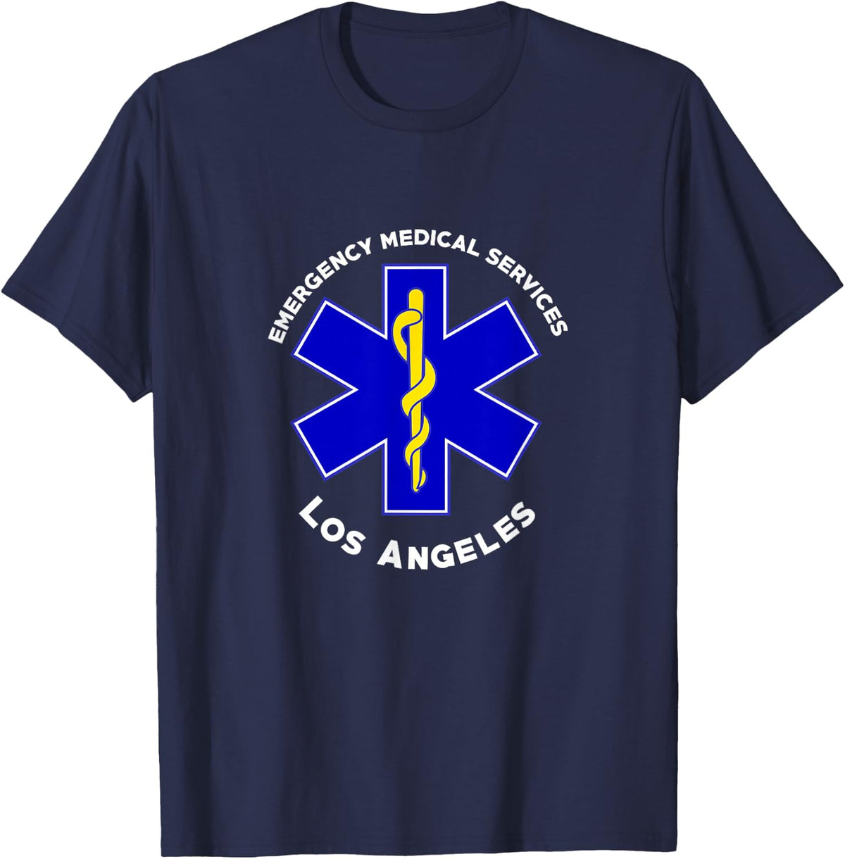 Los Angeles California EMS Paramedic EMT Uniform T-Shirt - Navy Blue