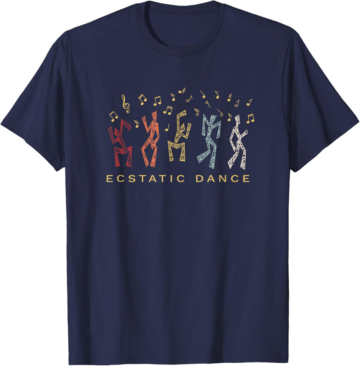 Ecstatic Dance Trance Meditation Retro T-Shirt - Navy Blue