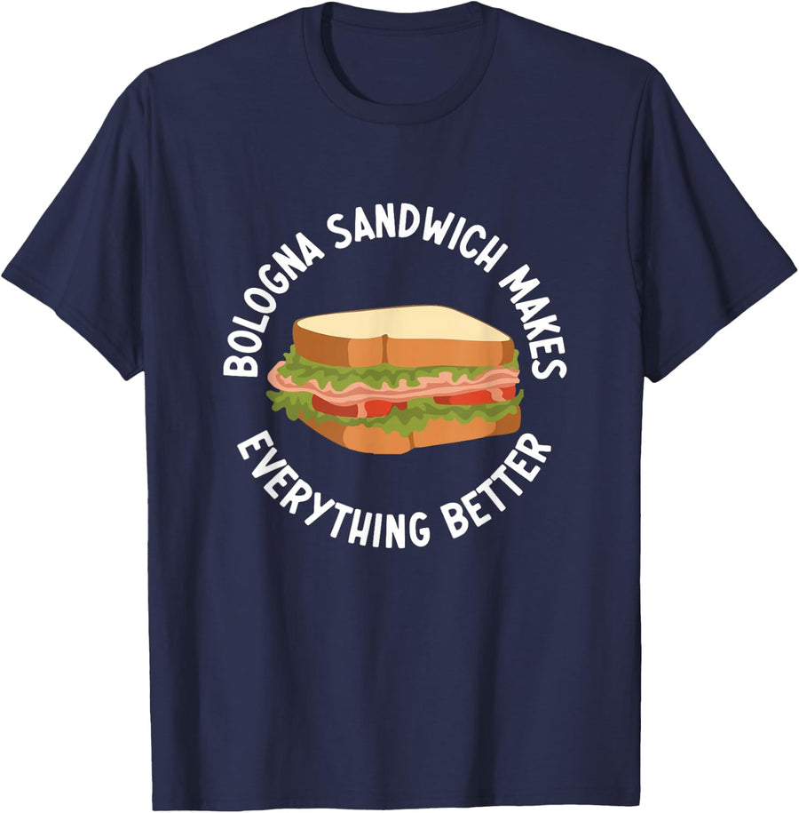 Baloney Sausage I Love Bologna Meat Fried Bologna Sandwich T-Shirt - Navy Blue