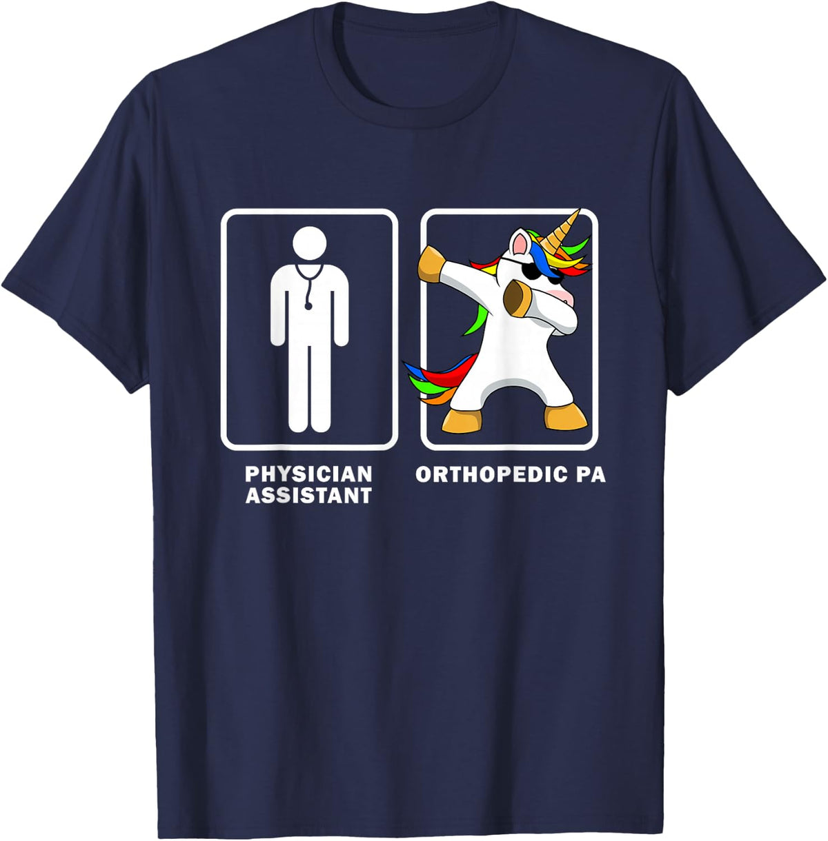 Physician Assistant Orthopedic PA Dabbing Unicorn Funny Dab T-Shirt - Navy Blue