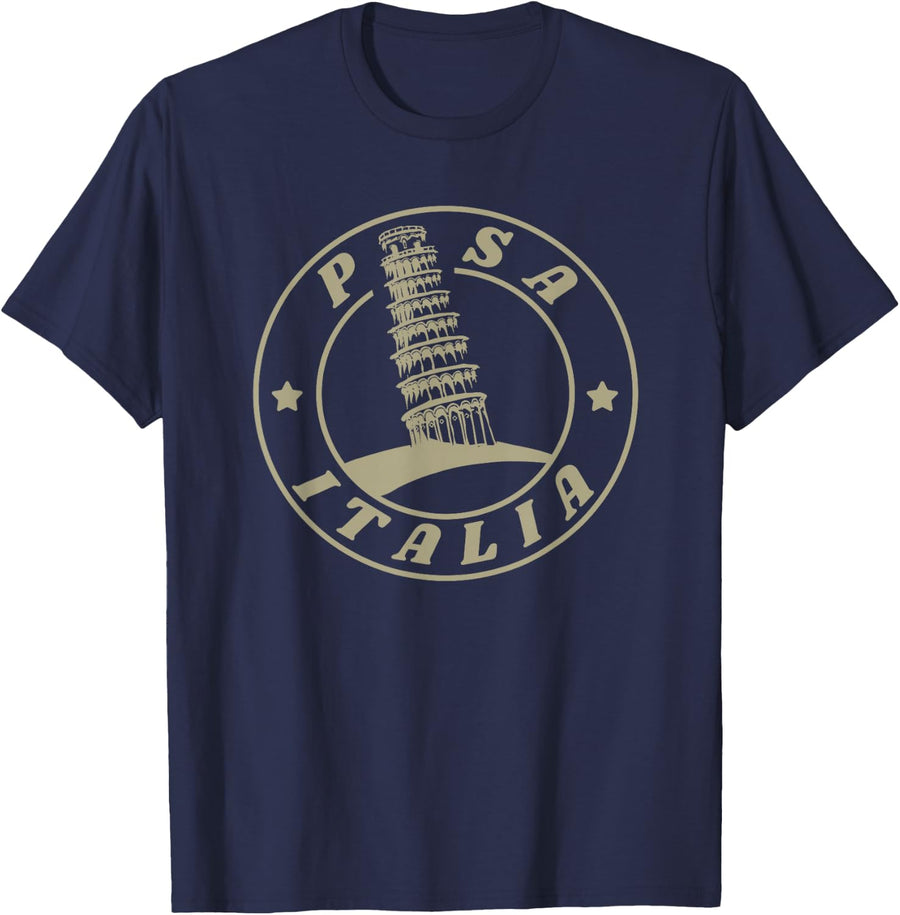 Leaning Tower of Pisa / Italy / Holiday T-Shirt - Navy Blue