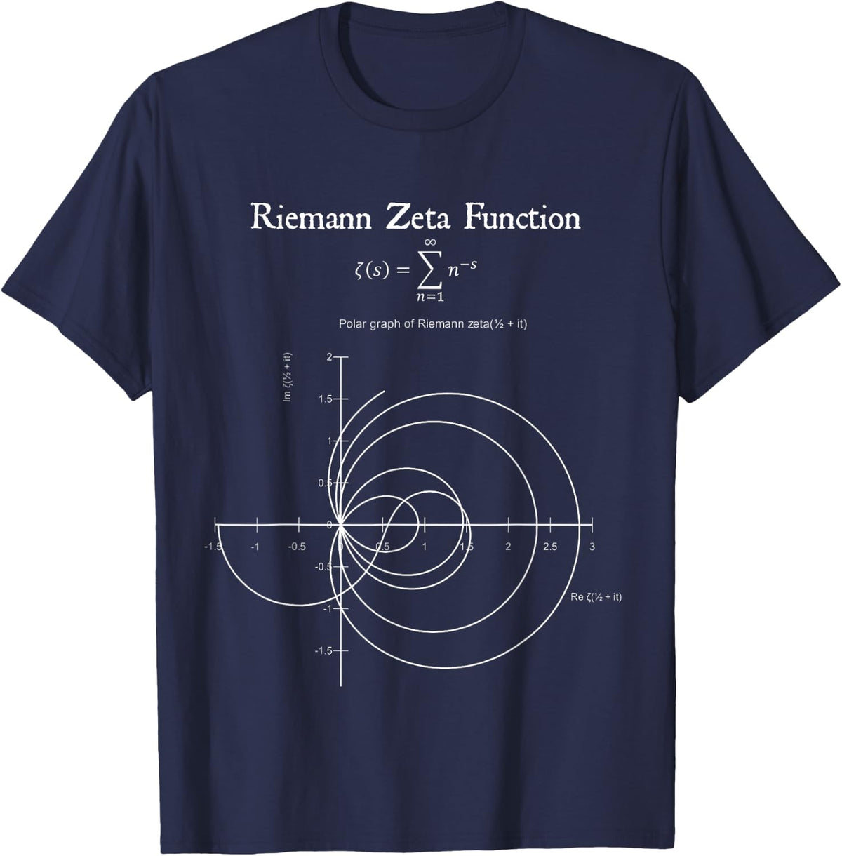 Riemann Zeta Function Graph Physics Math Teacher Nerdy Gift T-Shirt - Navy Blue