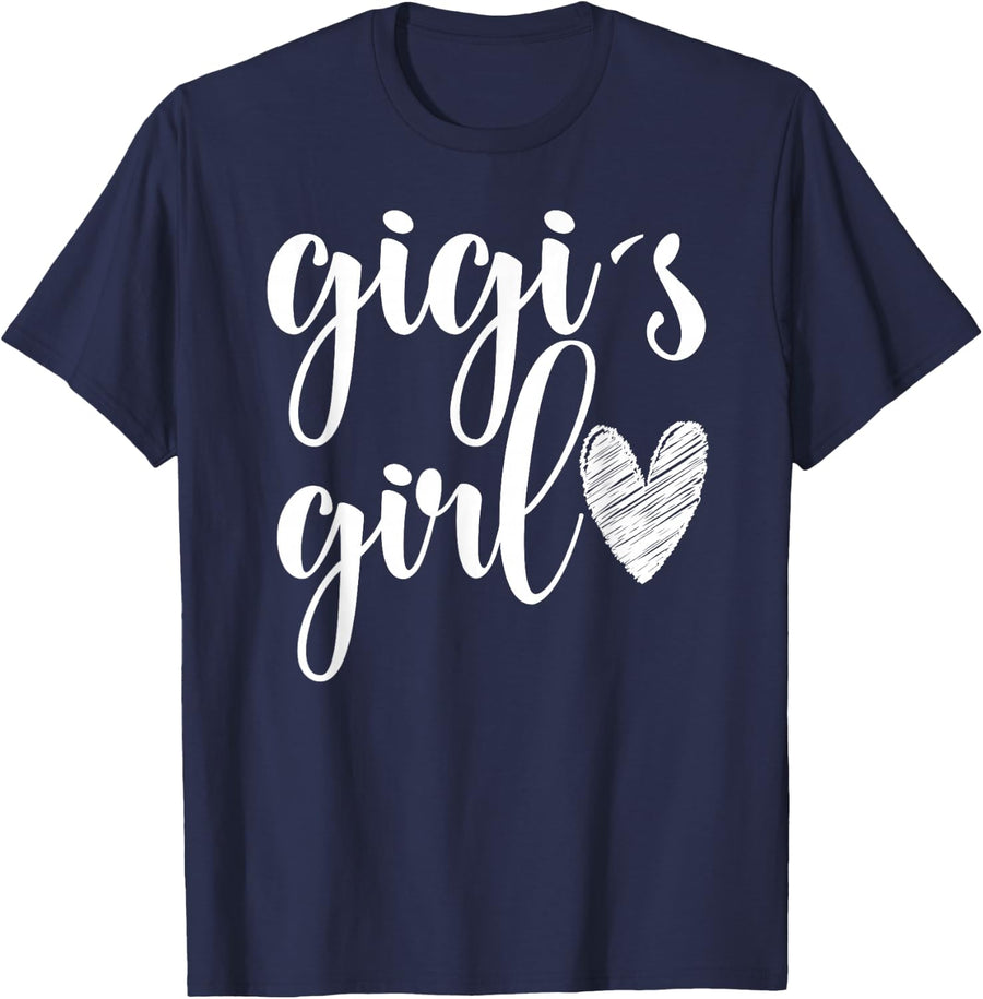 Funny Matching Gigi Girl for Grandma Whit Girl Mother's Day T-Shirt Small - Navy Blue