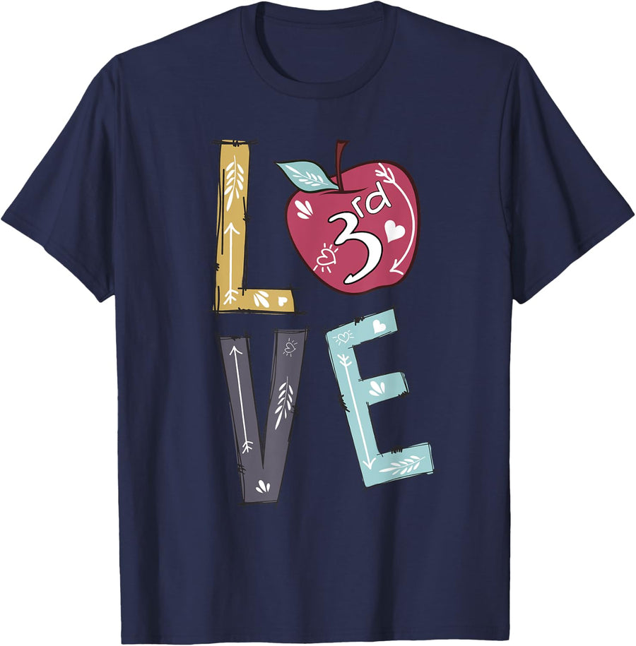 Love 3rd Grade Teacher - Inspiring Young Minds T-Shirt for Men Women Girls Kids - Navy Blue