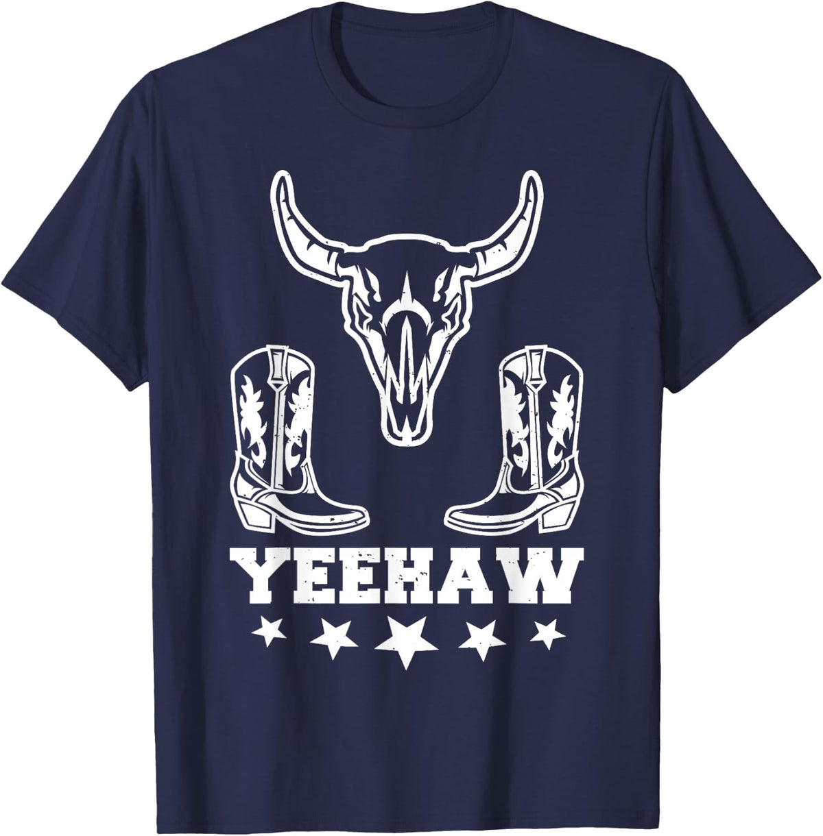 Yeehaw Cowboy Rodeo Horse Bull Riding for Men Women Kids T-Shirt - Navy Blue