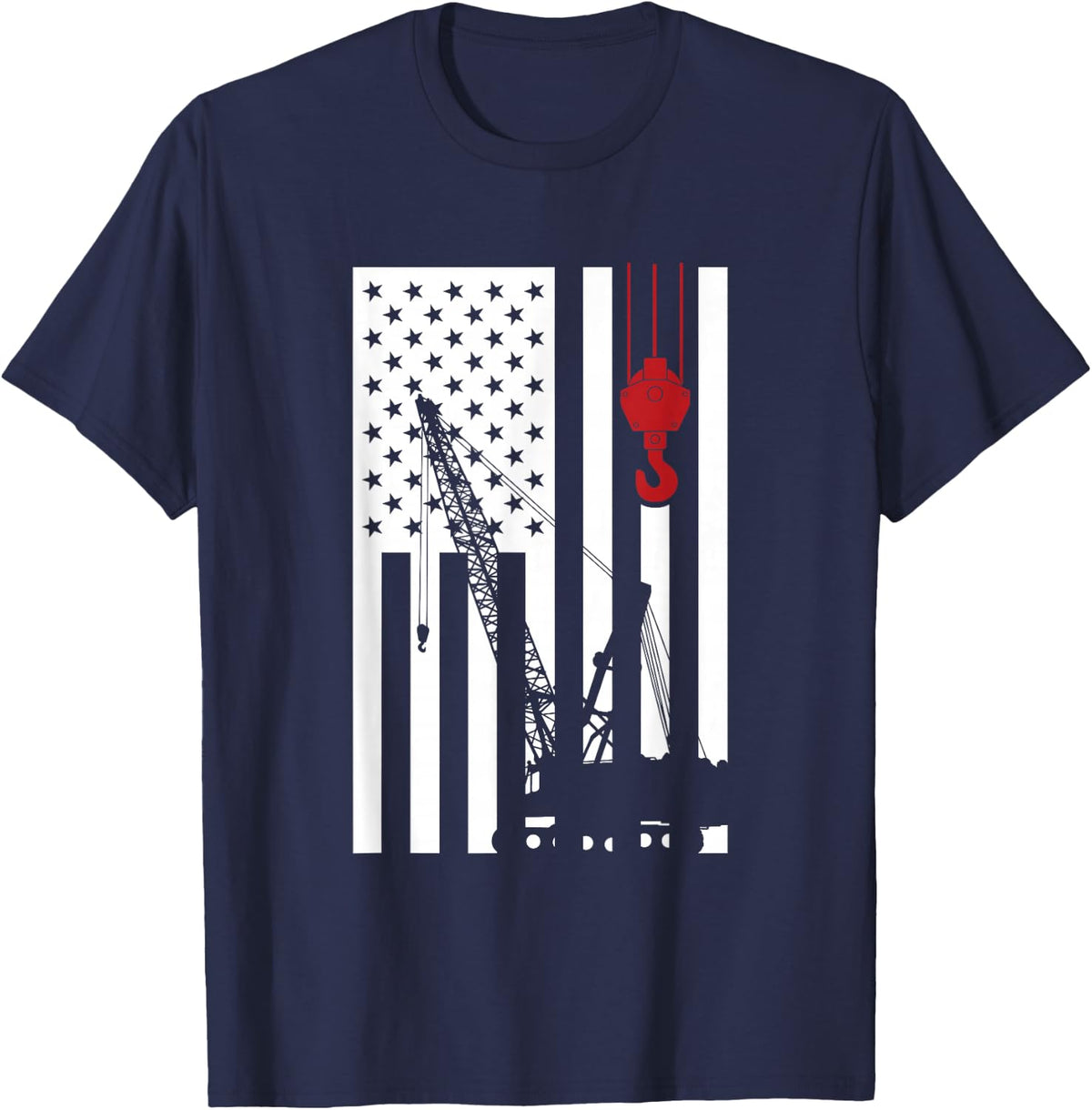 US Flag Crane Operator | Men Women Kids T-Shirt - Navy Blue