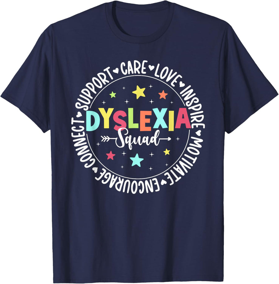 Dyslexia Squad Appreciation Dyslexia Crew Dyslexia Team T-Shirt - Navy Blue