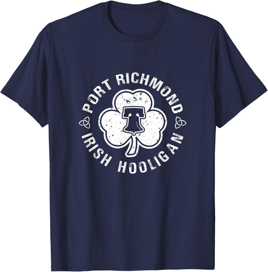Port Richmond Irish Hooligan Philadelphia St Patricks Day T-Shirt - Navy Blue