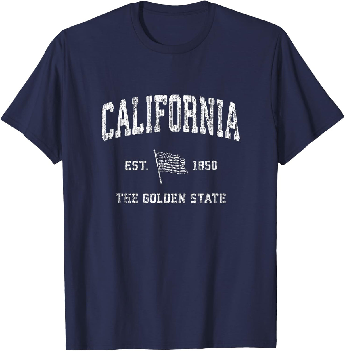 California CA T-Shirt Vintage US Flag Sports Design Tee T-Shirt - Navy Blue