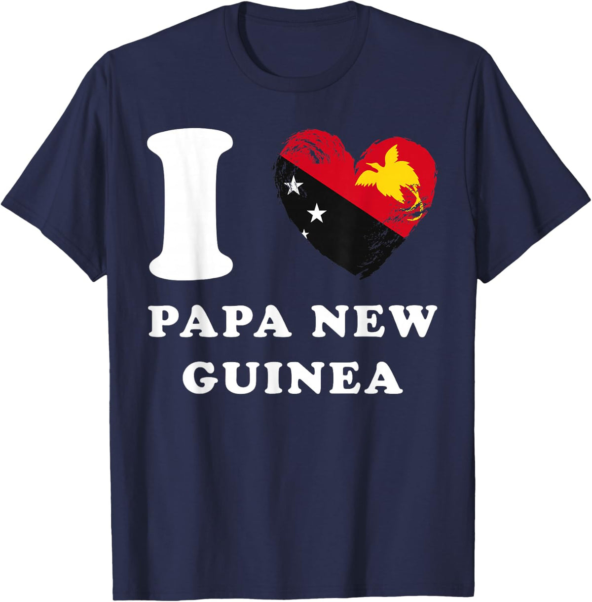 I Love Papa New Guinea - Heart Flag Papa New Guinea T-Shirt - Navy Blue