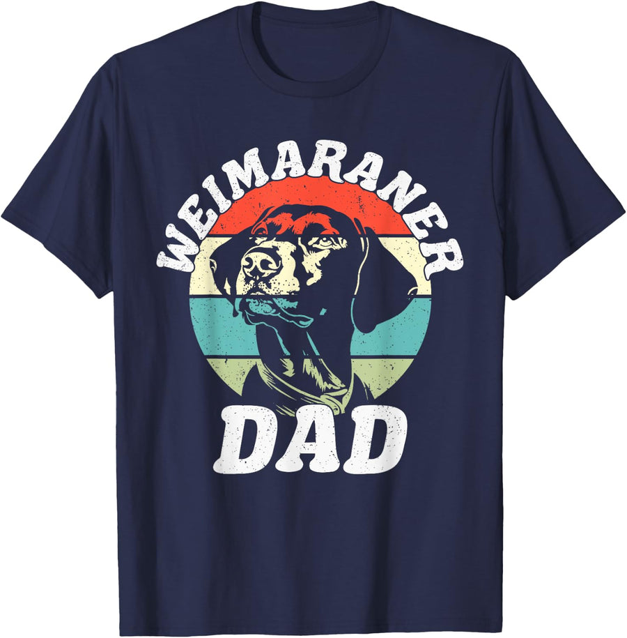 Weimaraner Dad Dog Funny Father's Day Vintage Pet T-Shirt - Navy Blue