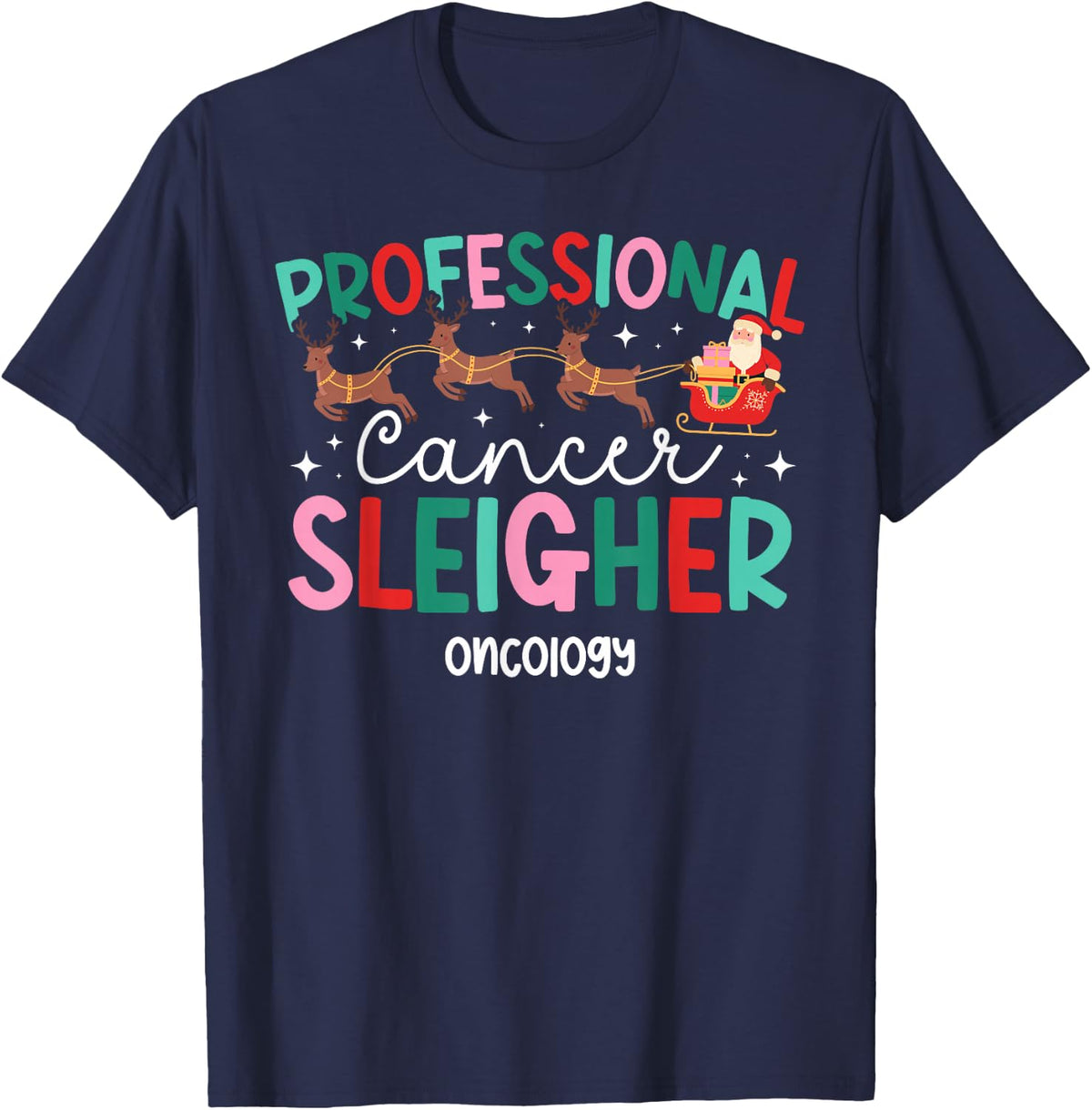 Oncology Christmas Oncologist Xmas Party Oncology Nurse T-Shirt - Navy Blue