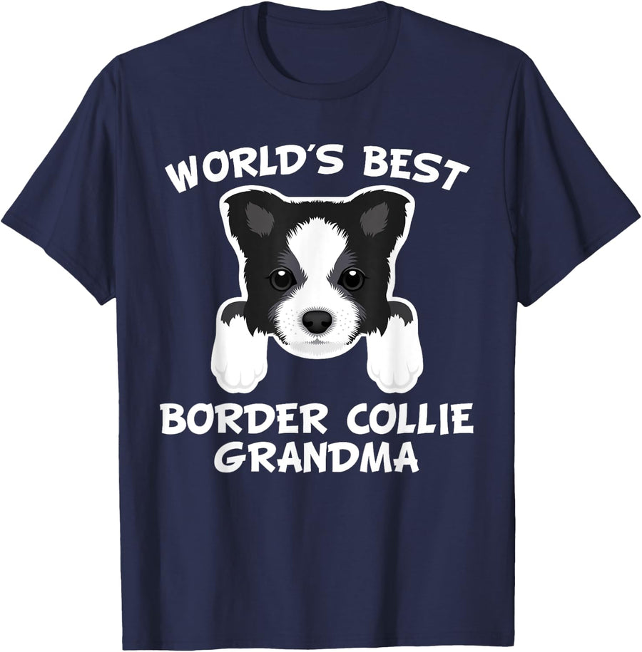 World's Best Border Collie Grandma Dog Granddog Men Women T-Shirt - Navy Blue