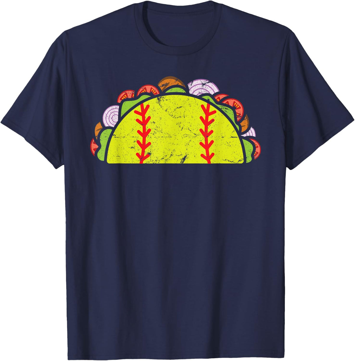 Taco Softball Funny Cinco De Mayo Softball Player Taco Lover T-Shirt - Navy Blue