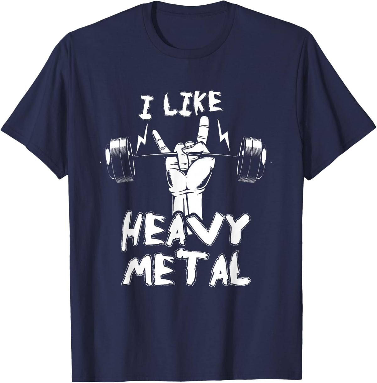 Exercise Fitness Instructor Personal Trainer Gift Heavy Metal Weightlifting Bodybuilding Gym Workout Barbell T-Shirt - Navy