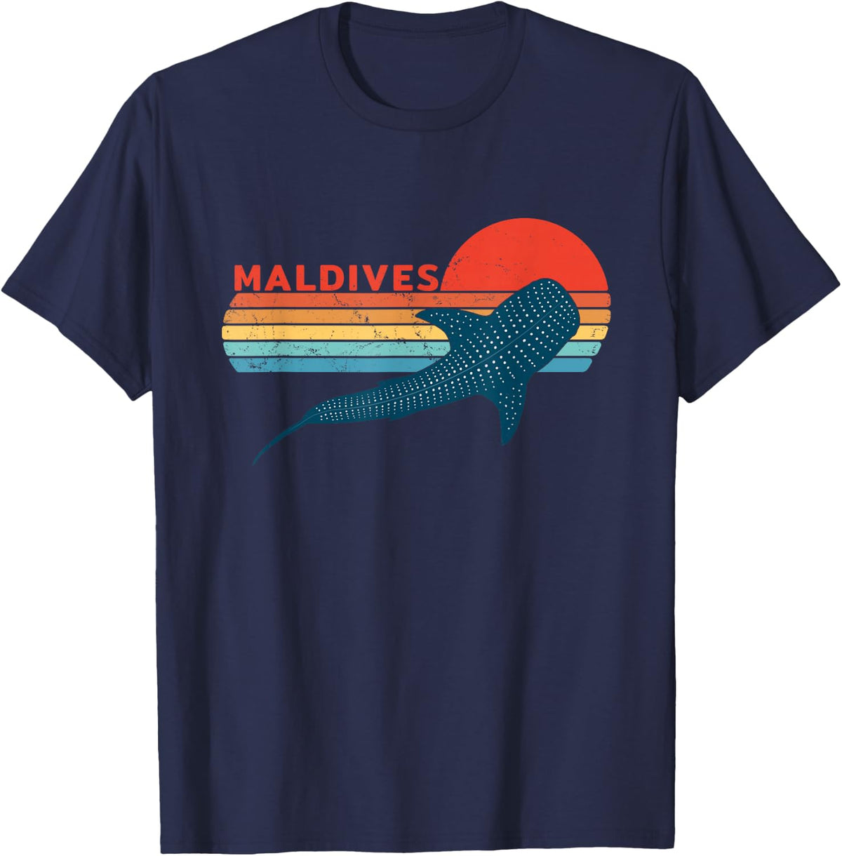 Whale Shark Maldives Diving T-Shirt - Navy Blue