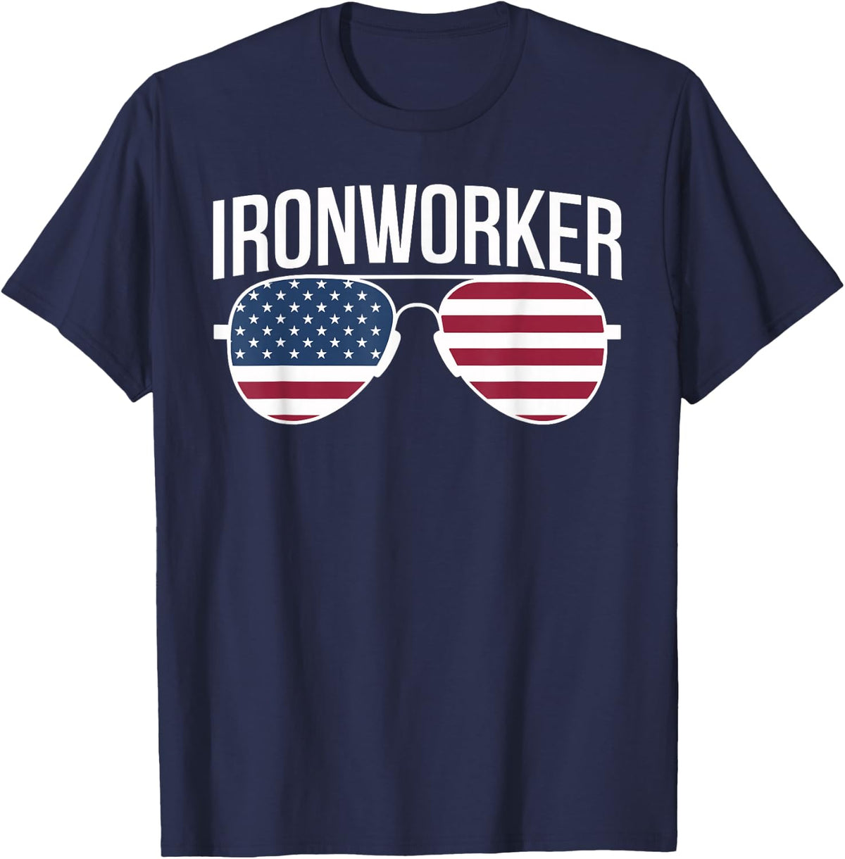 Ironworker American Patriot Sunglasses T-Shirt - Navy Blue