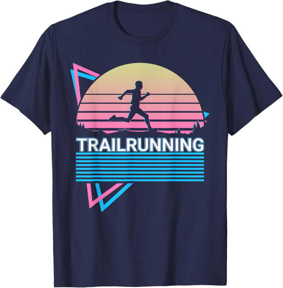 Trail Running Trail Runner Retro T-Shirt - Navy Blue