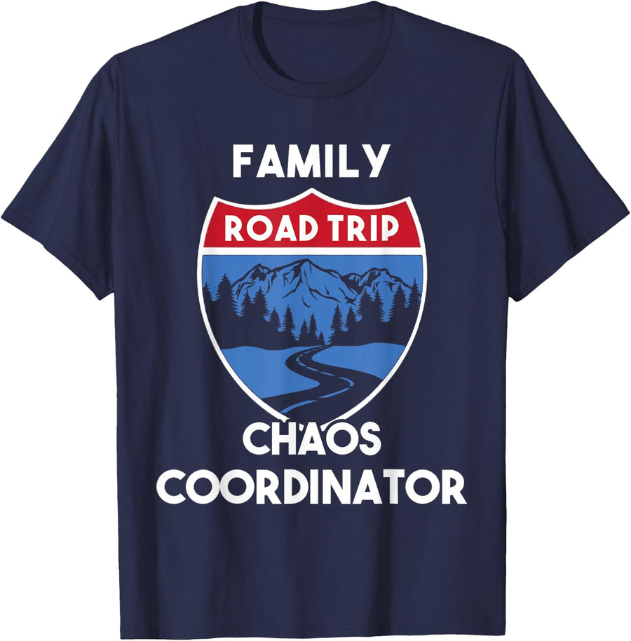 Matching Family Road Trip 2022 Chaos Coordinator T-Shirt - Navy Blue