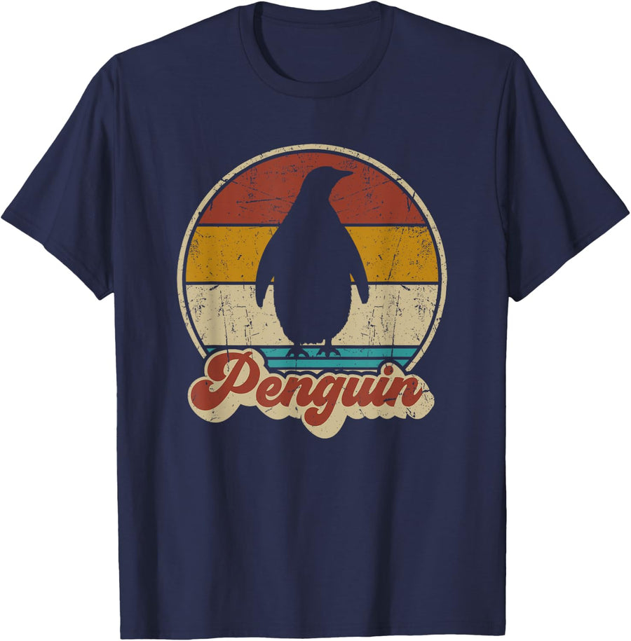 Retro Vintage Penguin Funny Penguin Lover For Men Women Kids T-Shirt - Navy Blue