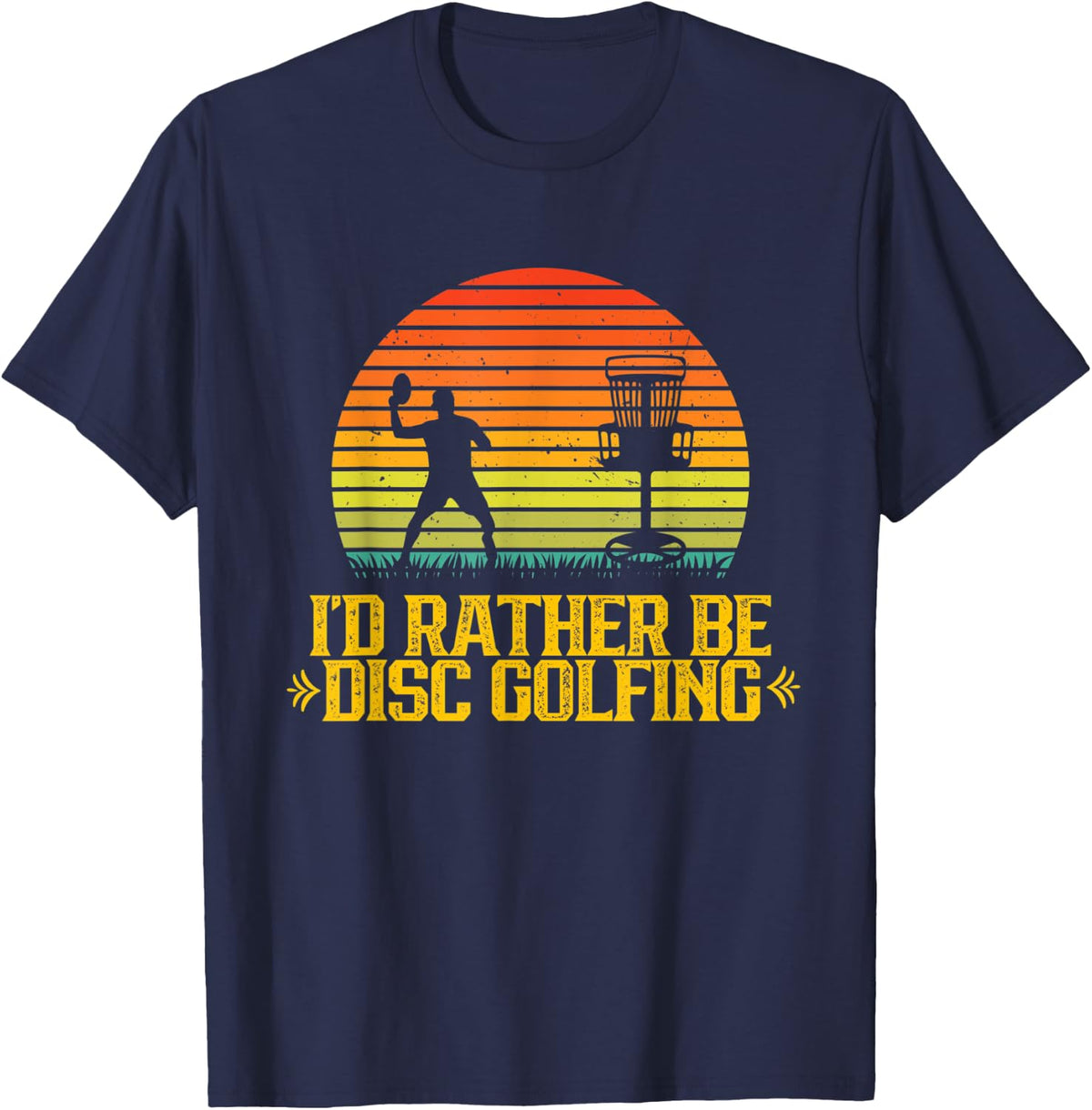 I'd Rather Be Disc Golfing Discs Golfer Disc Golf Hobby T-Shirt - Navy Blue