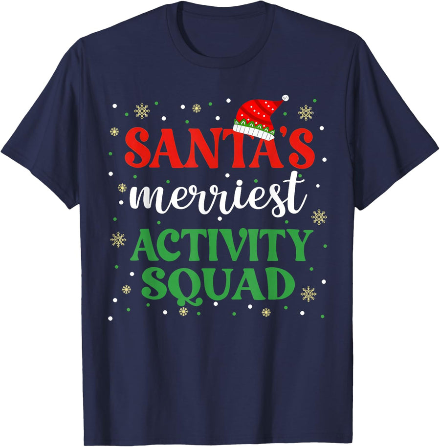 Santa Merriest Activity Squad Christmas Activities Assistant T-Shirt - Navy Blue