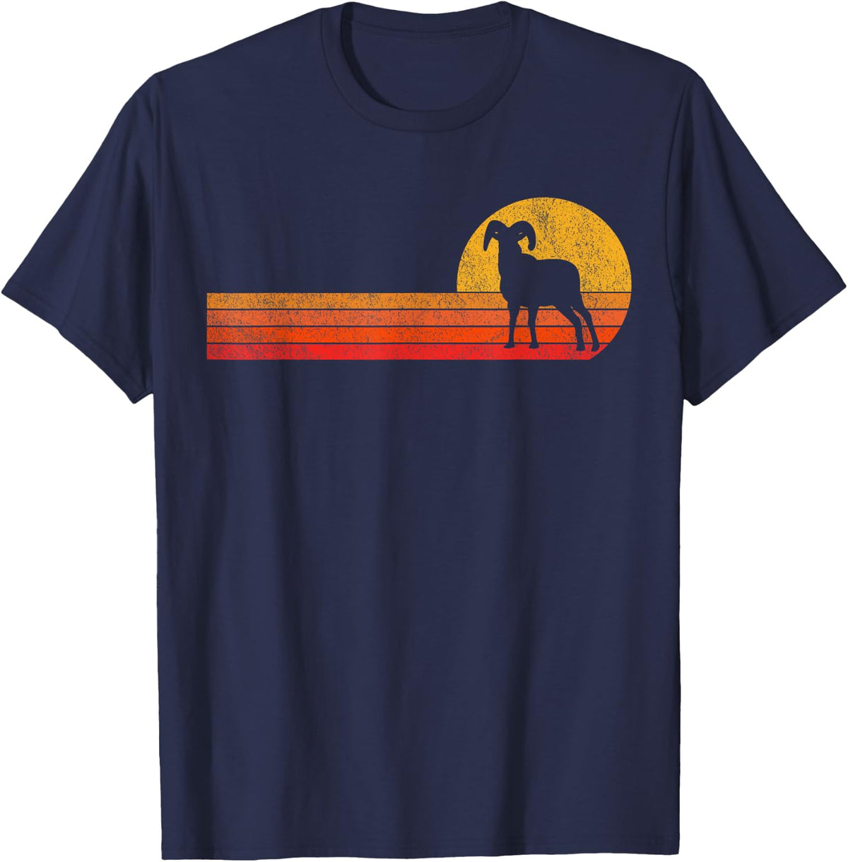 Retro Goat Lover Funny Goat Vintage T-Shirt - Navy Blue