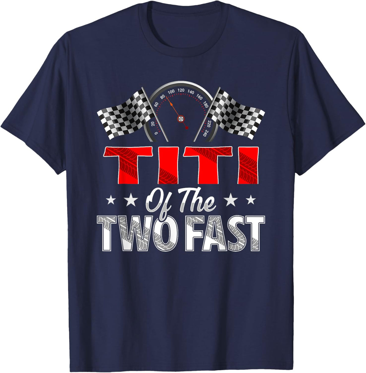 Titi of The Two Fast Second Birthday Racing Car Family T-Shirt - Navy Blue