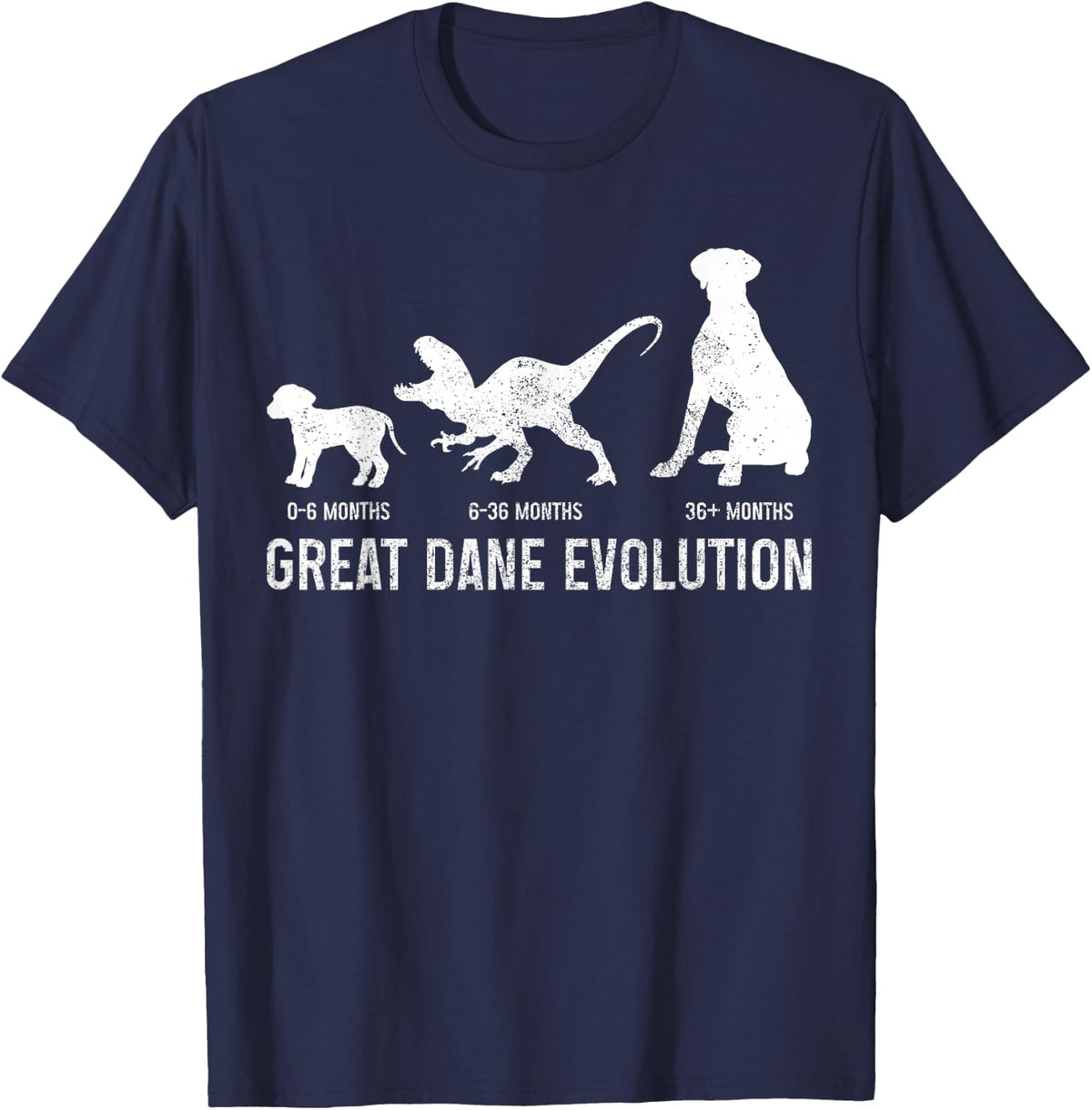 Great Dane Evolution Funny Dog Puppy German Great Dane T-Shirt - Navy Blue